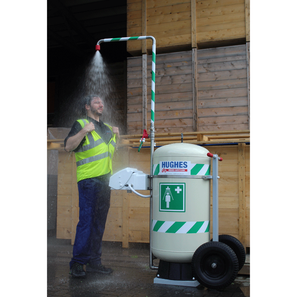Mobile Self-Contained Safety Shower with Eye Wash - 114 Litre